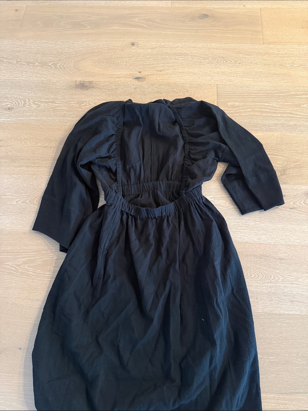 Apiece Apart Black Long Sleeve Elastic-Waist Dress